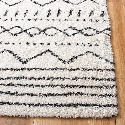 SAFAVIEH Arizona Shag Collection Area Rug - 2'3" x 20' Runner, Ivory & Black, Non-Shedding & Easy Cleaning, Plush Thick Pile, Ideal for Living Room, Bedroom, Dining Space (ASG741Z)