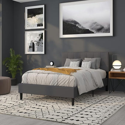 Flash Furniture Bedford Tufted Upholstered Full Size Headboard in Dark Gray Fabric