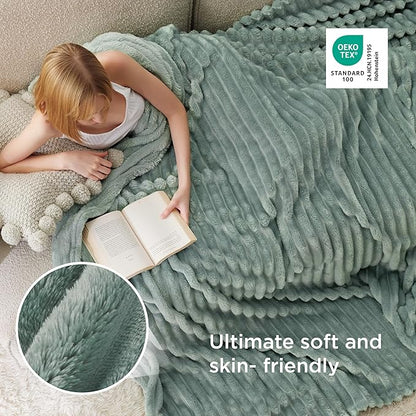 Bedsure GentleSoft Blankets Queen Size for Bed - Cozy Soft Blankets for Women, Cute Large Fleece Throws for Girls, Sage Green, 90x90 Inches