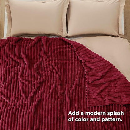 Bedsure GentleSoft Deep Red Fleece Blanket for Couch - Cozy Soft Blankets for Women, Cute Small Throws for Girls, 108x90 Inches