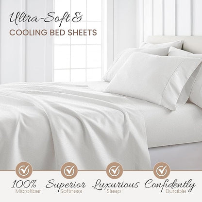 Linen Market Double-Brushed Patterned Microfiber Queen Sheet Set 4 Piece – Oeko-TEX Certified Ultra Soft & Wrinkle-Free - 16" Deep Pocket Sheets - Easy Care Queen Size - Stippled Gray