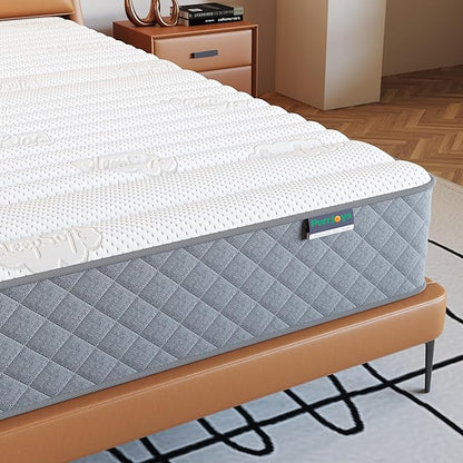 PurrJoys Firm Queen Mattress,10 Inch Hybrid Queen Size Mattress in a Box with Gel Memory Foam, Pocket Innerspring, Pressure Relief, Motion Isolation, Non-Fiberglass - Firm