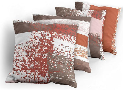 Ambesonne Grunge Throw Pillow Cushion Case Pack of 4, Abstract Design Simplistic Minimal Stripes Brushstrokes Contemporary, Modern Accent Double-Sided Digital Printing, 18", Taupe Paprika and Rose