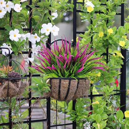 12 Bundles Outdoor Artificial Plants Flowers UV Resistant Fake Grass Plants Tropical Faux Bushes Shrubs for Home Front Porch Outside Planter Garden Landscape Décor