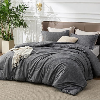 Bedsure Twin/Twin XL Comforter Set - Charcoal Grey Soft Bedding for All Seasons, Cationic Dyed Bed Set, 2 Pieces, 1 Twin Size Comforter (68"x88") and 1 Pillow Sham (20"x26"+2")