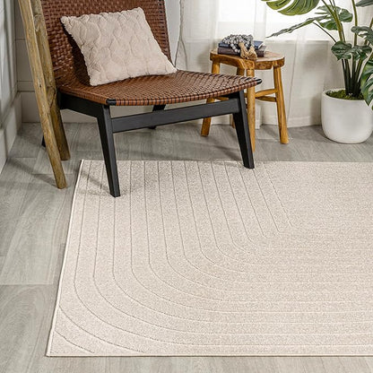 Eyely NCS101A-3 Scandinavian Odense Minimalist Angle Geometric Indoor Area Rug, Modern, Contemporary, Coastal, Bohemian, Bedroom, Kitchen, Living Room, Non Shedding, Ivory/Cream, 3' x 5'