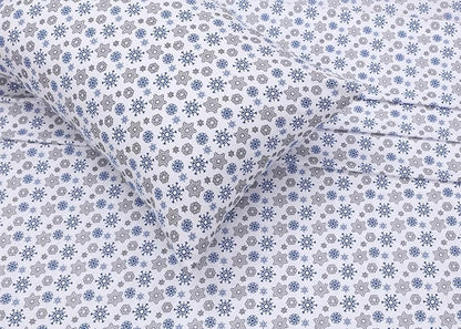 RUVANTI Flannel Sheets Twin Size - 100% Cotton Double Brushed Twin Sheets Set, Deep Pockets 16 Inches, All Seasons Breathable & Extra Soft Bed Sheets, Warm & Cozy, 3 Piece, Snow Flake Grey