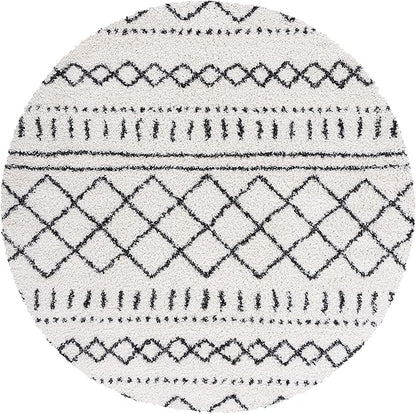 SAFAVIEH Arizona Shag Collection Area Rug - 6' x 8' Oval, Ivory & Black, Non-Shedding & Easy Cleaning, Plush Thick Pile, Ideal for Living Room, Bedroom, Dining Space (ASG741Z)