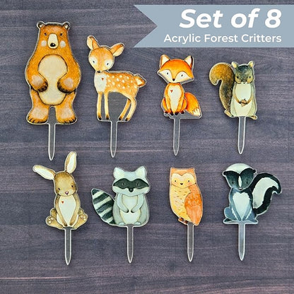 Forest Critters Painted Wooden Animal Cutout Shapes (5 Cupcake Sets (bundle of 40))