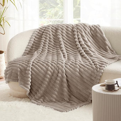 Bedsure GentleSoft Mocha Meringue Fleece Blanket for Couch - Cozy Soft Blankets for Women, Cute Small Throws for Girls, 60x80 Inches