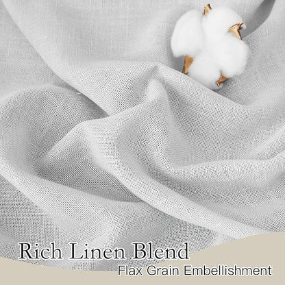 RYB HOME Wide Curtains Flax Linen Woven Drapes, Light Filtering Privacy UV Protected Heavy Duty Window Blinds Voile for Backdrop, Wedding, Villa, Sliding Door, W 70" x L 108", 2 Panels, Dove Grey
