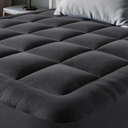Ultra Soft King Size Mattress Topper - Viscose Made from Bamboo Pillow Top Mattress Pad for Back Pain Relief - Naturally Cooling for Hot Sleepers, Black