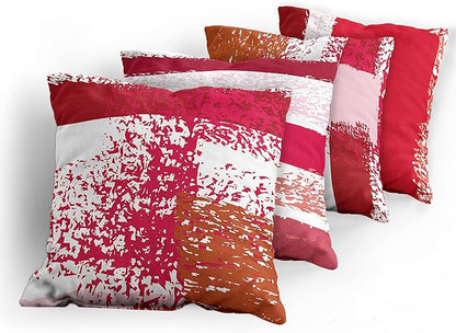 Ambesonne Grunge Throw Pillow Cushion Case Pack of 4, Abstract Design Simplistic Minimal Stripes Brushstrokes Contemporary, Modern Accent Double-Sided Digital Printing, 20", Rose Magenta and Dark Pink