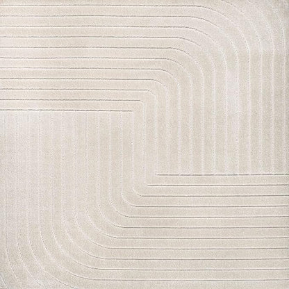 Eyely NCS101A-6SQ Scandinavian Odense Minimalist Angle Geometric Indoor Rug, Pet Friendly, Non-Shedding, Stain Resistant, Easy-Cleaning, Ivory/Cream, 6' Square, Indoor/Outdoor, Area Rug