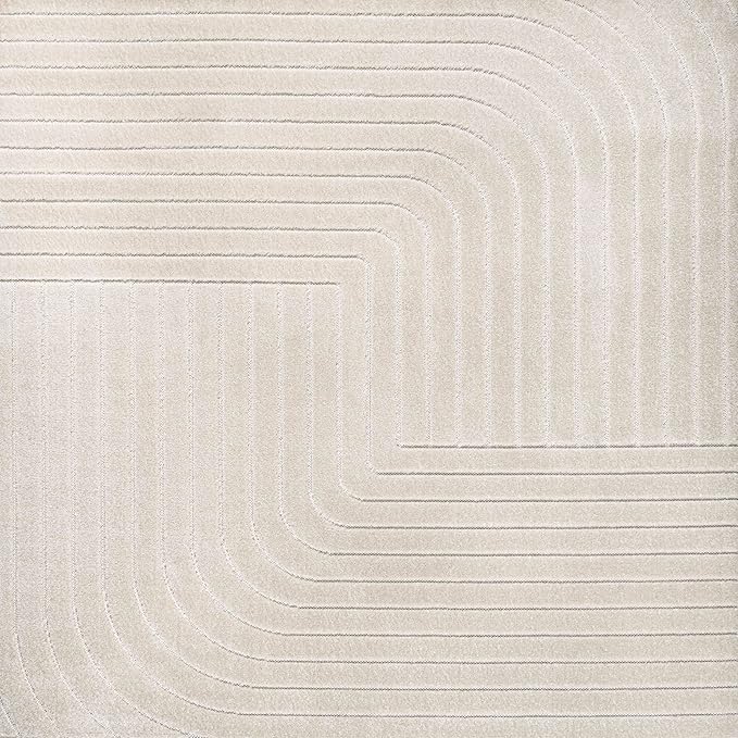 Eyely NCS101A-8SQ Scandinavian Odense Minimalist Angle Geometric Indoor Rug, Pet Friendly, Non-Shedding, Stain Resistant, Easy-Cleaning, Ivory/Cream, 8' Square, Indoor/Outdoor, Area Rug