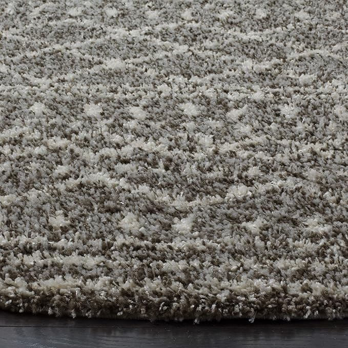 SAFAVIEH Arizona Shag Collection 3' Round Brown / Ivory ASG741B Moroccan Non-Shedding Living Room Bedroom Dining Room Entryway Plush 1.6-inch Thick Area Rug