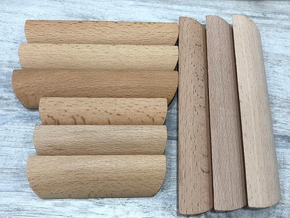 6Pcs Unfinished Wood Solid Furniture Pulls Handles,Unfinished Unpainted Paintable Wooden Handles Cupboard Closet Drawer Handle Pull,Length 3.54",Hole Dis.2.52"