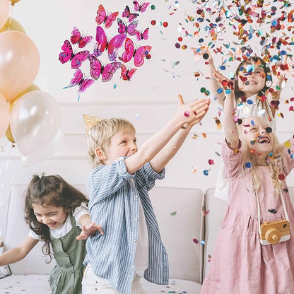 Butterfly Wall Decor 24/48 PCS, 3D Butterflies Stickers for Party Decorations with Magnets (Purple&red, 24)