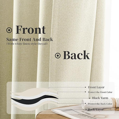 KangBang Extra Wide Blackout Curtains 84 Inches Long-Back Tab Pinch Pleated Linen Textured Window Drapes with Hooks Modern Farmhouse Bedroom Window Treatments for Sliding Door(Cream,2 PCs,72x84 Inch)