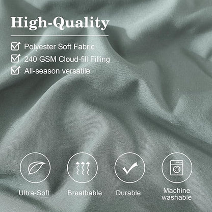 Monbix Oversized Queen Comforter Set - 7 Pieces Sage Green Bed in a Bag Queen Bedding Sets with Comforters, All Seasons Down Alternative Comforter Bed Set with Sheets,Pillowcases & Shams