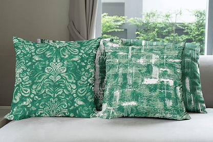 Ambesonne Vintage Throw Pillow Cushion Case Pack of 4, Abstract Grunge Effect Brushstrokes and Waving Striping Stains Paisley Drops, Modern Accent Double-Sided Digital Printing, 16", Forest Green