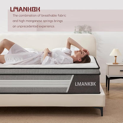Queen Mattress, 14 Inch Innerspring Hybrid Mattresses in a Box with Gel Memory Foam, Individually Wrapped Encased Coil Pocket Spring Mattress, Pressure Relief, Medium Firm Support,60"*80"*14"…