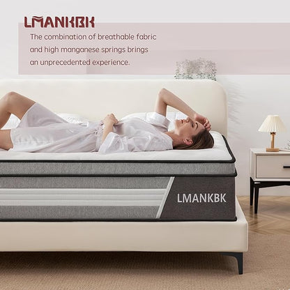 King Mattress,12 Inch King Size Mattress in a Box,Gel Memory Foam and Innerspring Hybrid Mattresses with Individual Pocket Spring for Motion Isolation,Pressure Relief,Medium Firm Feel