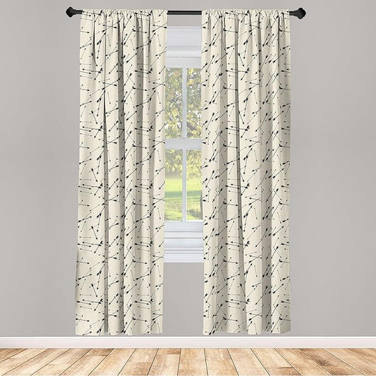 Ambesonne Arrow Curtains, Repetitive Abstract Simplistic Arrow Motif with Irregular Symmetry, Window Treatments 2 Panel Set for Living Room Bedroom, Pair of - 28" x 95", Sepia Charcoal