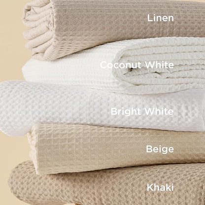 Bedsure Cotton Duvet Cover King - 100% Cotton Waffle Weave Beige Duvet Cover King Size, GentleSoft™ and Breathable Bedding Set for All Season, 3 Pieces, 104"x90"