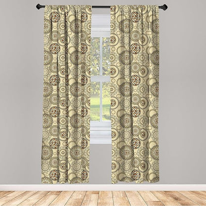 Ambesonne Animal Print Window Curtains, Savannah Pattern Cheetah Skin Fauna Theme in Neutral Colors, Lightweight Decor 2-Panel Set with Rod Pocket, Pair of - 28" x 63", Beige Brown