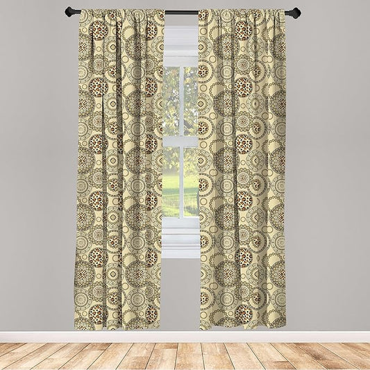 Ambesonne Animal Print Window Curtains, Savannah Pattern Cheetah Skin Fauna Theme in Neutral Colors, Lightweight Decor 2-Panel Set with Rod Pocket, Pair of - 28" x 84", Beige and Brown