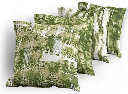 Ambesonne Vintage Throw Pillow Cushion Case Pack of 4, Abstract Grunge Effect Brushstrokes and Waving Striping Stains Paisley Drops, Modern Accent Double-Sided Digital Printing, 20", Khaki Olive Green