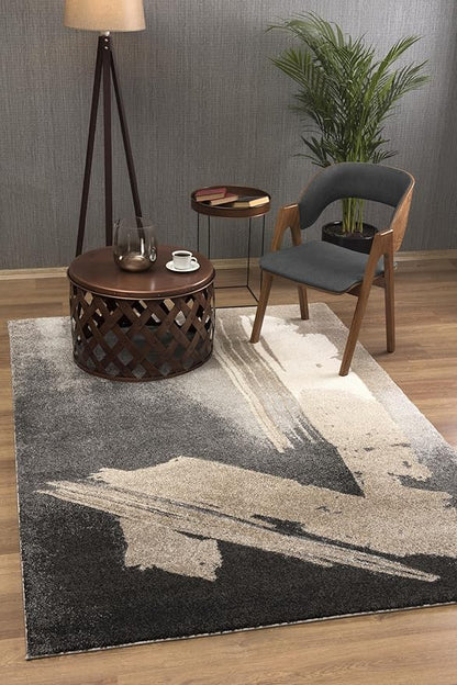 RUG BRANCH New Zealand Plush 8' x 11' (7'8" X 10'9") Modern Indoor Area Rug, Contemporary, Grey Brown - Living Room, Bedroom, Dining Room, and Kitchen