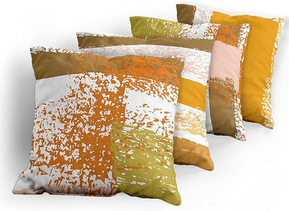 Ambesonne Grunge Throw Pillow Cushion Case Pack of 4, Abstract Design Simplistic Minimal Stripes Brushstrokes Contemporary Print, Modern Accent Double-Sided Digital Printing, 16", Orange Rose and Fawn