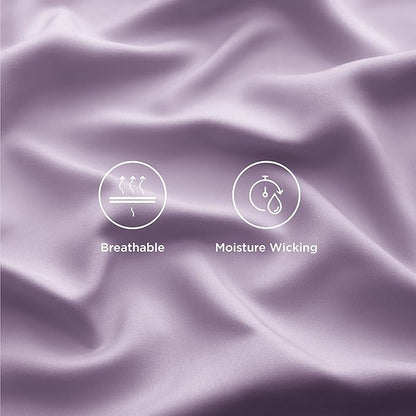 Bedsure California King Sheet Sets, Cooling Sheets for Hot Sleepers, Rayon Derived from Bamboo, Breathable & Soft, Deep Pocket Up to 16 Inches, Hotel Luxury Silky Bedding, Lilac