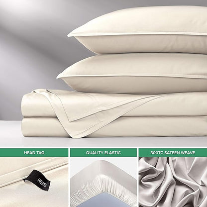 Twin XL Sheets by Pure Bamboo, Genuine 100% Organic Viscose Derived from Bamboo Bed Sheet Set, Luxuriously Soft & Cooling, Double Stitching, Lifetime Quality Promise (Twin XL, Ivory)