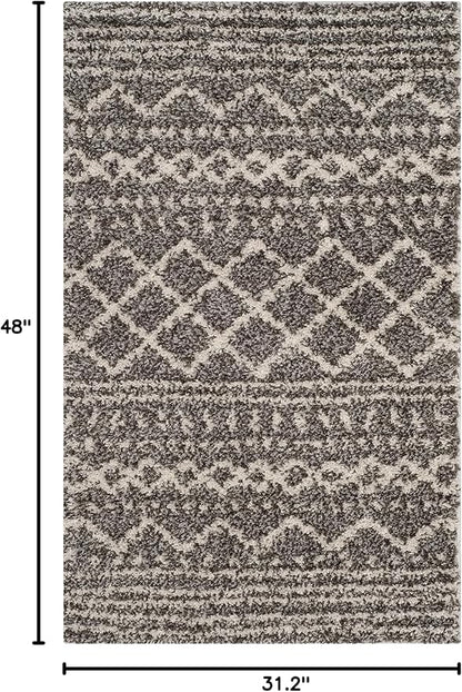 SAFAVIEH Arizona Shag Collection Accent Rug - 2'6" x 4', Brown & Ivory, Moroccan Design, Non-Shedding & Easy Care, 1.6-inch Thick Ideal for High Traffic Areas in Foyer, Living Room, Bedroom (ASG741B)