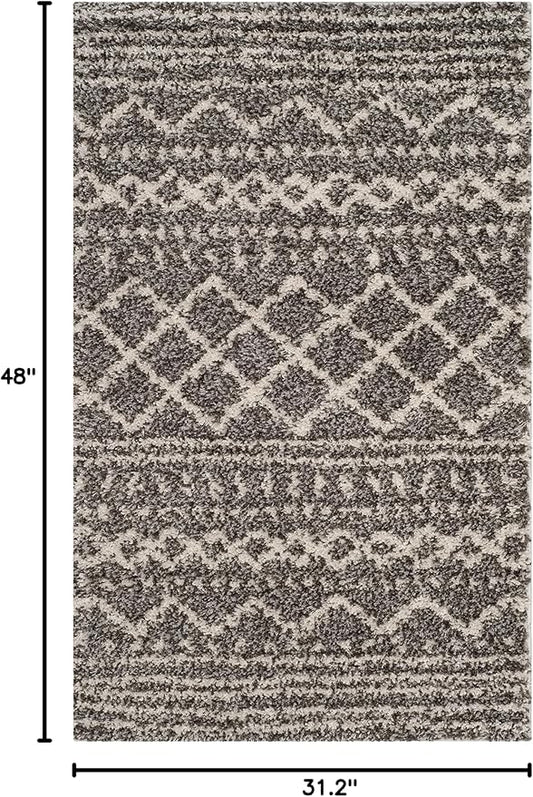 SAFAVIEH Arizona Shag Collection Accent Rug - 2'6" x 4', Brown & Ivory, Moroccan Design, Non-Shedding & Easy Care, 1.6-inch Thick Ideal for High Traffic Areas in Foyer, Living Room, Bedroom (ASG741B)