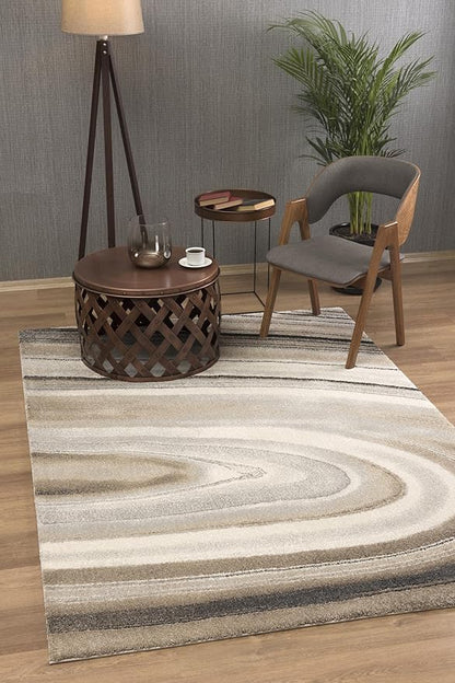 RUG BRANCH New Zealand Plush 5' x 8' (5'3" X 7'5") Scandinavian Indoor Area Rug, Contemporary, Cream Beige - Living Room, Bedroom, Dining Room, and Kitchen