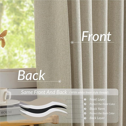 KangBang Extra Wide Pinch Pleated Blackout Curtains 84 Inch Length 2 Panels Set, Thermal Insulated Linen Curtains for Sliding Door Living Room, Elegant Pleat Draperies with Hooks,60x84, Linen