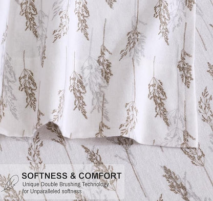 RUVANTI Flannel Sheets Twin Size - 100% Cotton Double Brushed Twin Sheets Set, Deep Pockets 16 Inches, All Seasons Breathable & Extra Soft Bed Sheets, Warm & Cozy, 3 Piece, Dried Straw
