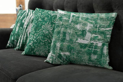 Ambesonne Vintage Throw Pillow Cushion Case Pack of 4, Abstract Grunge Effect Brushstrokes and Waving Striping Stains Paisley Drops, Modern Accent Double-Sided Digital Printing, 16", Forest Green