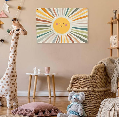 Boho Rectangular Banner Flag Wall Sign Decor Gift for Baby Boy Girl Kids,Nursery Baby Room Above Crib Bedroom Playroom Living Room Wall Decor-Sun Theme-Baby,Shower Birthday Christmas Gift