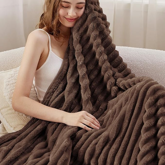 Bedsure GentleSoft Fondue Fudge Fleece Blanket for Couch - Cozy Soft Blankets for Women, Cute Small Throws for Girls, 50x60 Inches