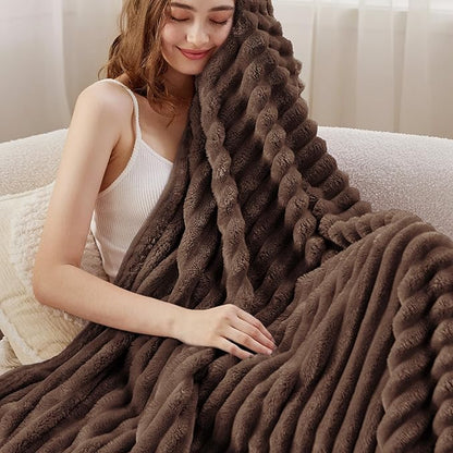 Bedsure GentleSoft Fondue Fudge Fleece Blanket for Couch - Cozy Soft Blankets for Women, Cute Small Throws for Girls, 60x80 Inches