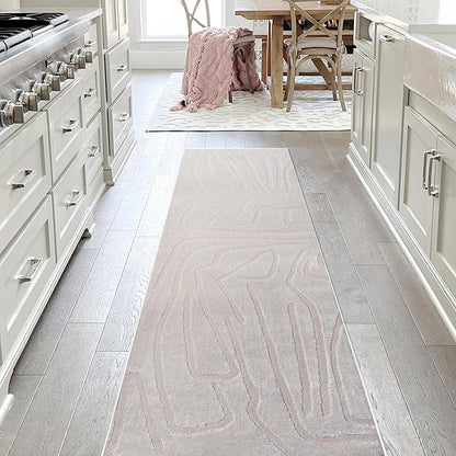 JONATHAN Y Graphic Lines High-Low Runner Rug 2X8 White/Cream, Alcina Modern Scandinavian for Living Room, Bedroom, Kitchen, Easy-Cleaning, High Traffic, Pet-Friendly, Non-Shedding SND102B-28