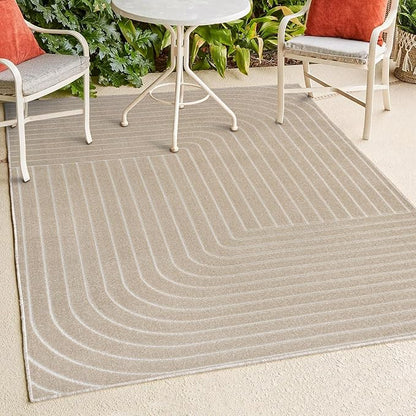 Eyely NCS101E-3 Odense High-Low Minimalist Angle Geometric Beige/Cream 3 ft. x 5 ft. Indoor/Outdoor Area Rug, for Home, Backyard, Patio, Porch, Bedroom, Kitchen, Living Room