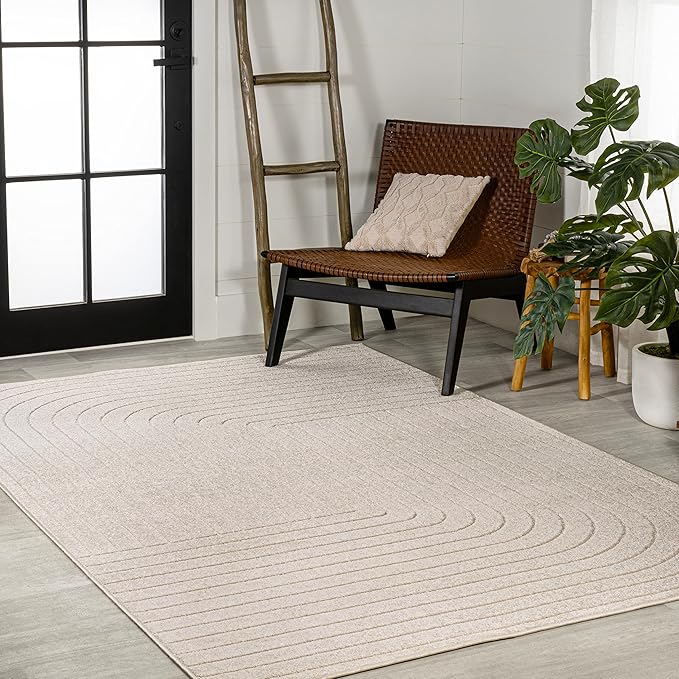 Eyely NCS101A-4 Scandinavian Odense Minimalist Angle Geometric Indoor Area Rug, Modern, Contemporary, Coastal, Bohemian, Bedroom, Kitchen, Living Room, Non Shedding, Ivory/Cream, 4' x 6'