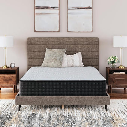 Signature Design by Ashley Twin Size Palisades 14 Inch Plush Hybrid Mattress with Quick Response Gel Memory Foam, Fiberglass Free, Mattress In A Box