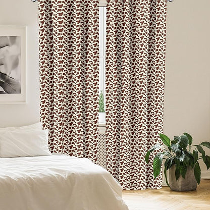 Ambesonne Cow Print Window Curtains, Cattle Skin with Brown Spots Agriculture Cow Oxen Hide Camouflage Pattern, Lightweight Decor 2-Panel Set with Rod Pocket, Pair of - 28" x 63", White Brown